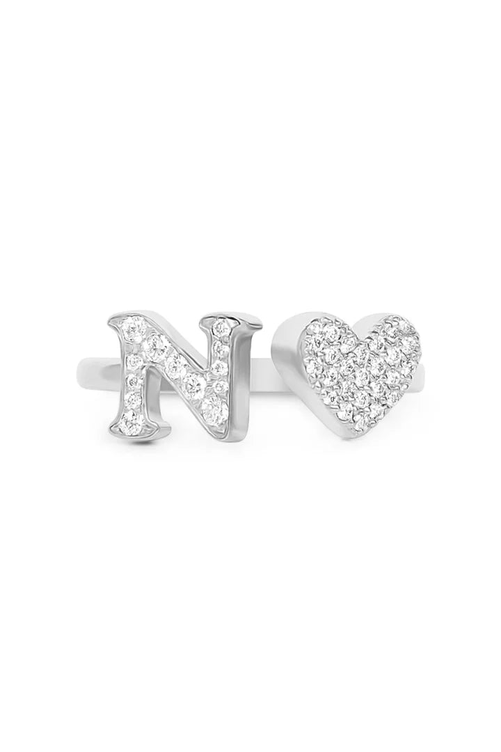 Gold Diamond Initial Ring Letter N