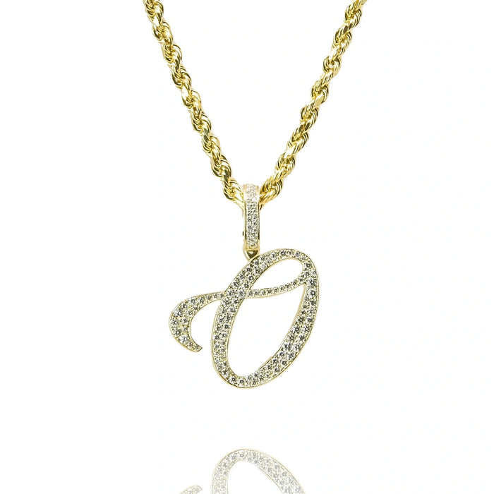 Gold Diamond Initial Pendant Letter O