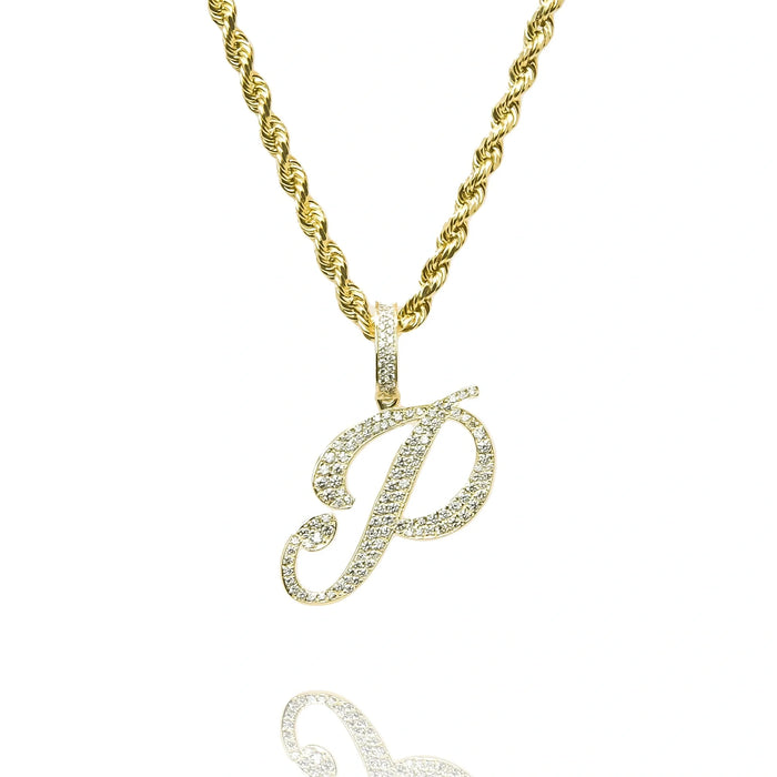Gold Diamond Initial Pendant Letter P
