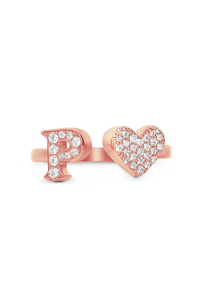 Gold Diamond Initial Ring Letter P