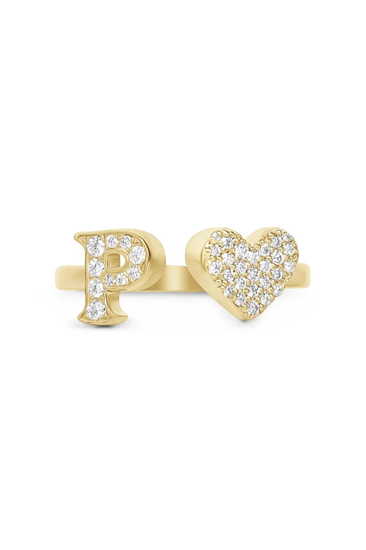 Gold Diamond Initial Ring Letter P