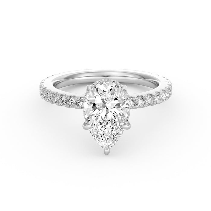 Avery | 2ct Pear Cut Pavé Band Engagement Ring