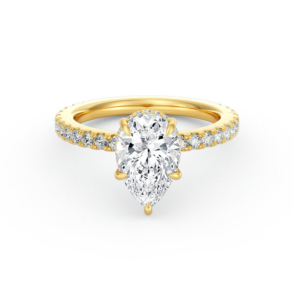 Avery | 2ct Pear Cut Pavé Band Engagement Ring