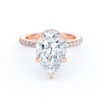 Avery | 4ct Pear Cut Pavé Band Engagement Ring