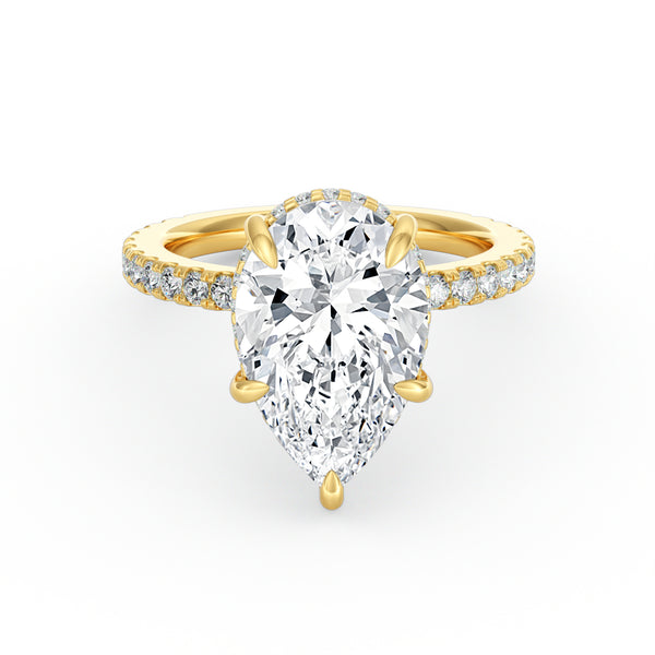 Avery | 4ct Pear Cut Pavé Band Engagement Ring