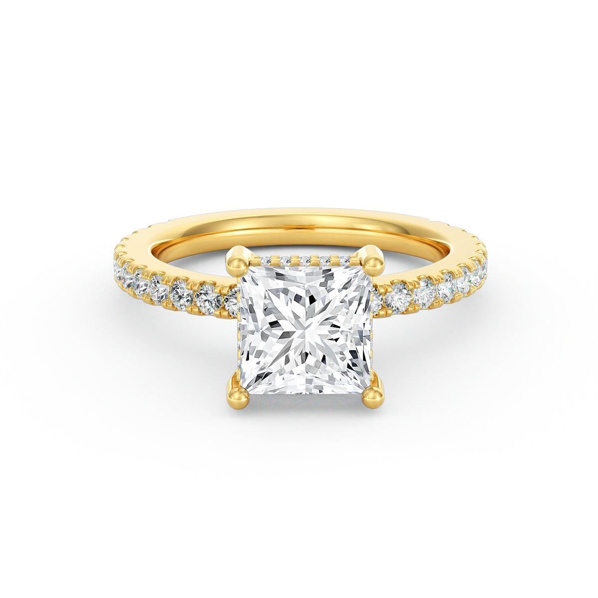 Avery | 2ct Princess Cut Pavé Band Engagement Ring