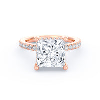 Avery | 4ct Princess Cut Pavé Band Engagement Ring