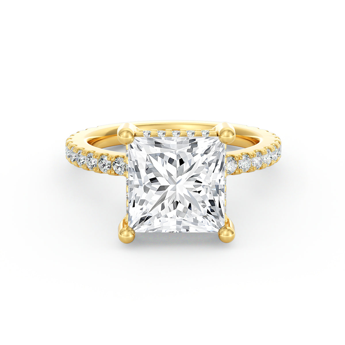 Avery | 4ct Princess Cut Pavé Band Engagement Ring