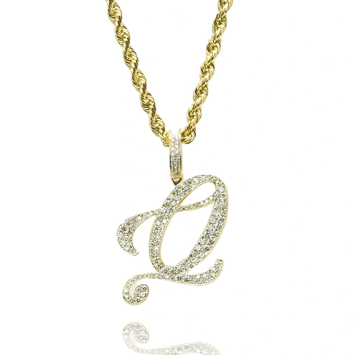 Gold Diamond Initial Pendant Letter Q