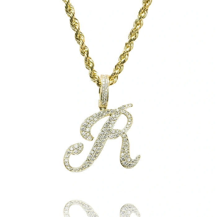 Gold Diamond Initial Pendant Letter R