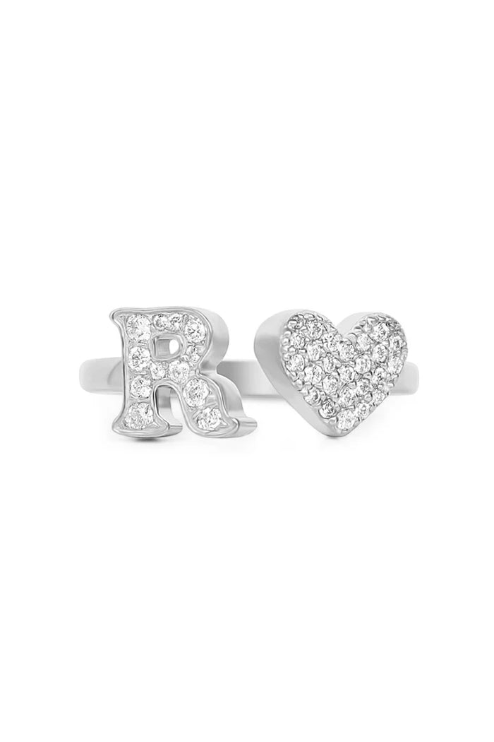 Gold Diamond Initial Ring Letter R