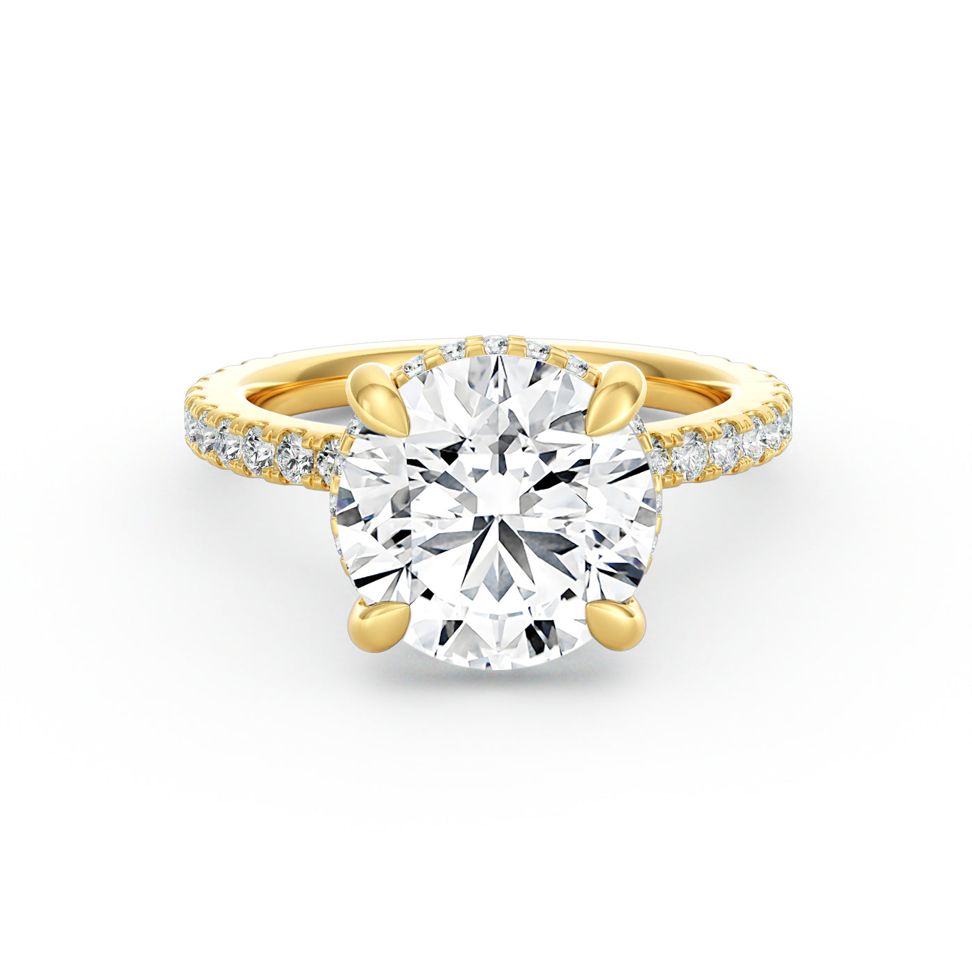 Avery | 4ct Round Cut Pavé Band Engagement Ring