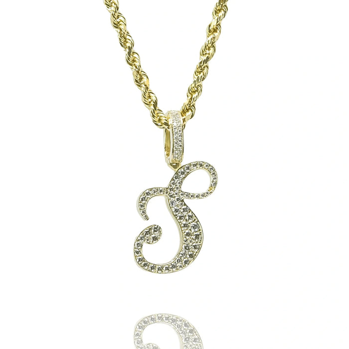 Gold Diamond Initial Pendant Letter S