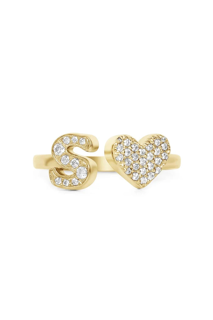 Gold Diamond Initial Ring Letter S