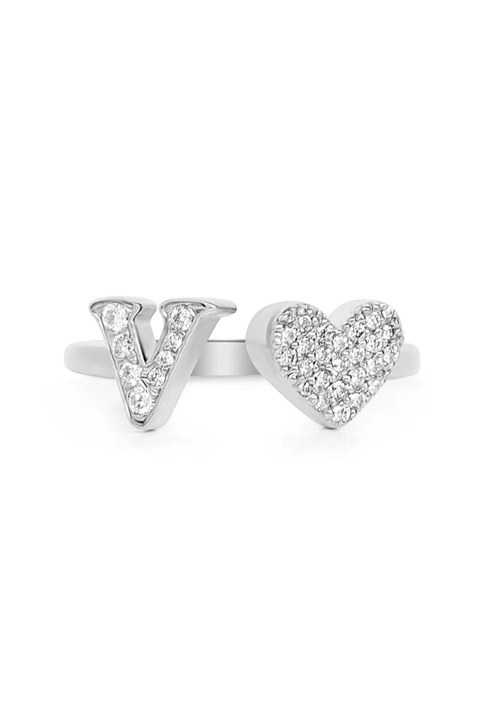 Gold Diamond Initial Ring Letter V Alternate View