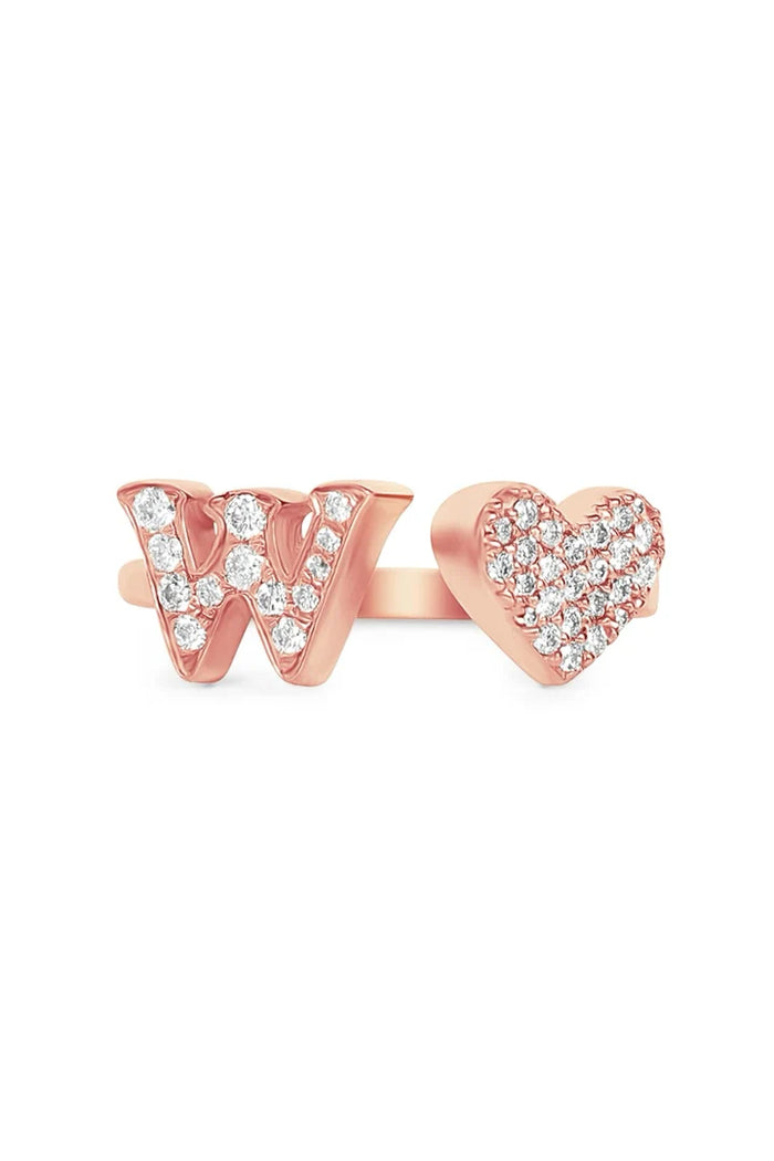 Gold Diamond Initial Ring Letter W Alternate View