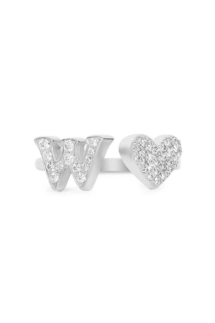Gold Diamond Initial Ring Letter W