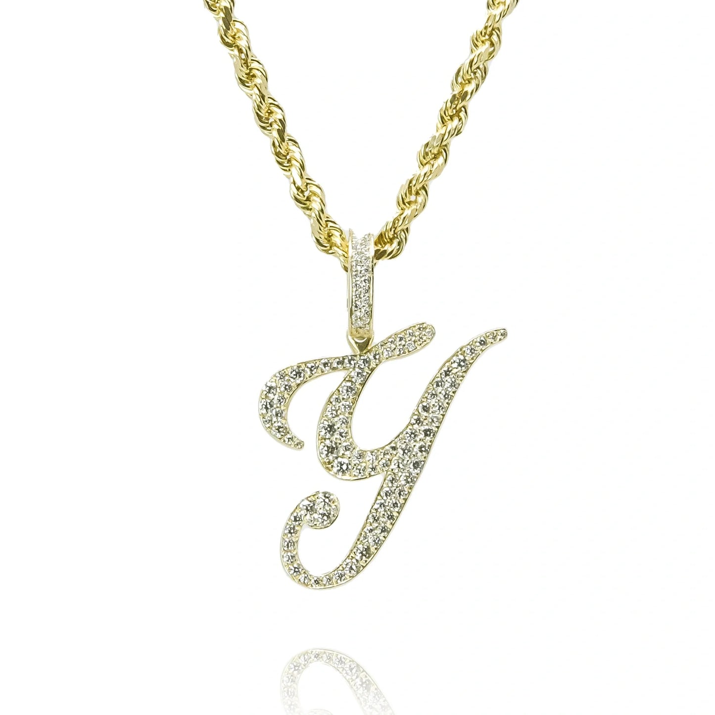 Gold Diamond Initial Pendant Letter Y