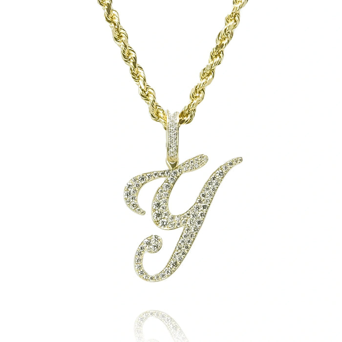 Gold Diamond Initial Pendant Letter Y