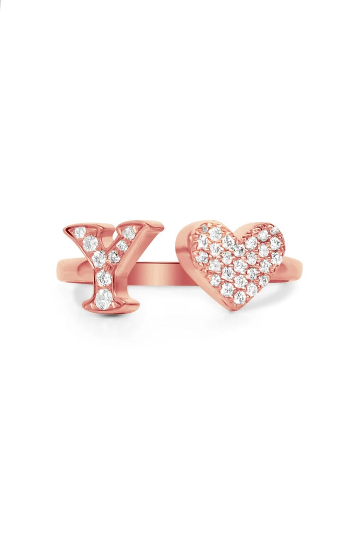 Gold Diamond Initial Ring Letter Y Alternate View
