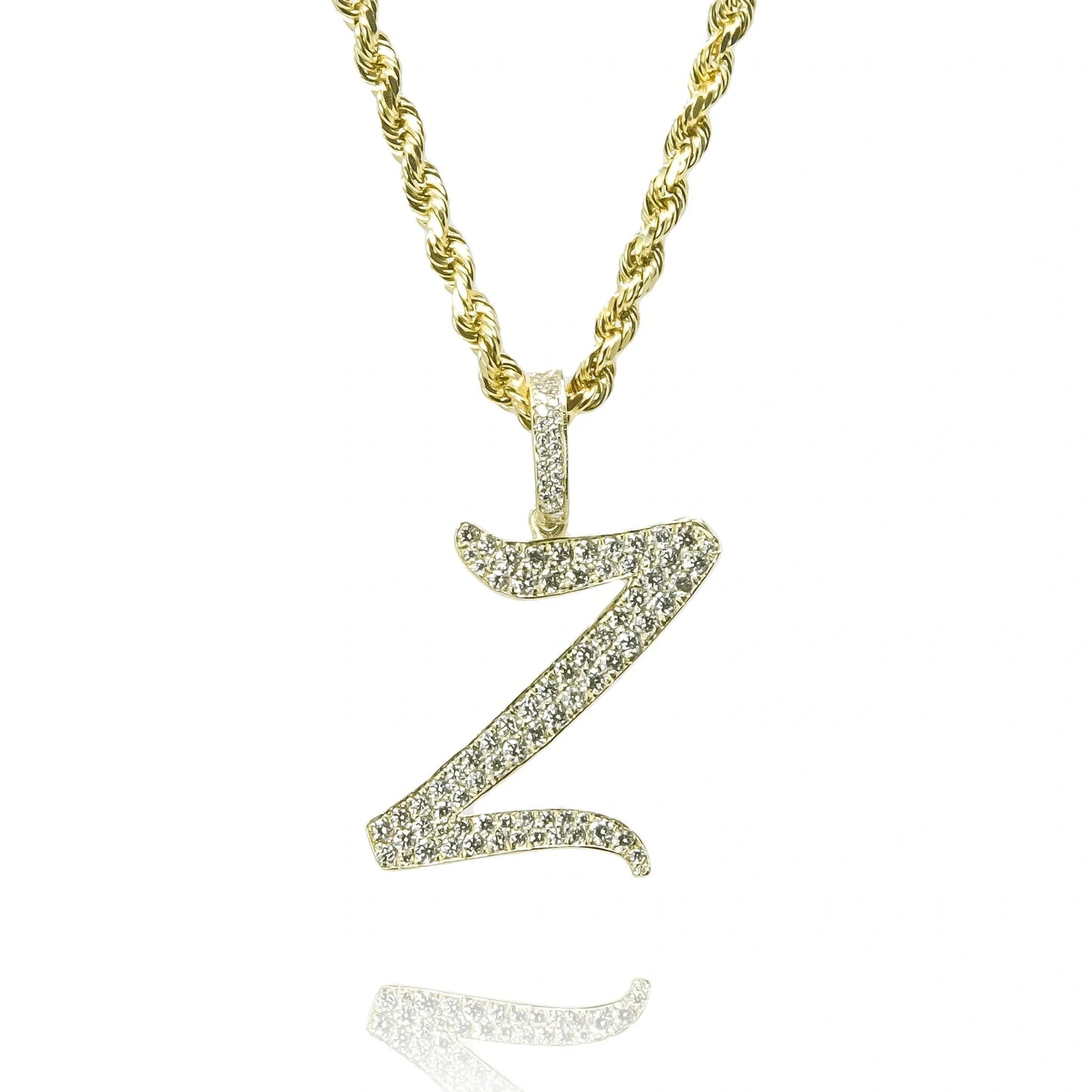 Gold Diamond Initial Pendant Letter Z