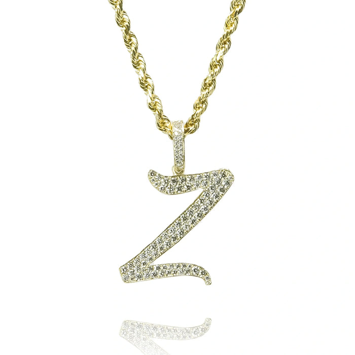 Gold Diamond Initial Pendant Letter Z