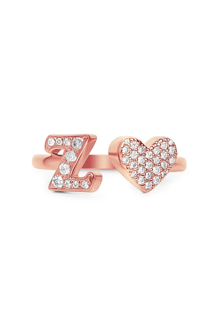Gold Diamond Initial Ring Letter Z