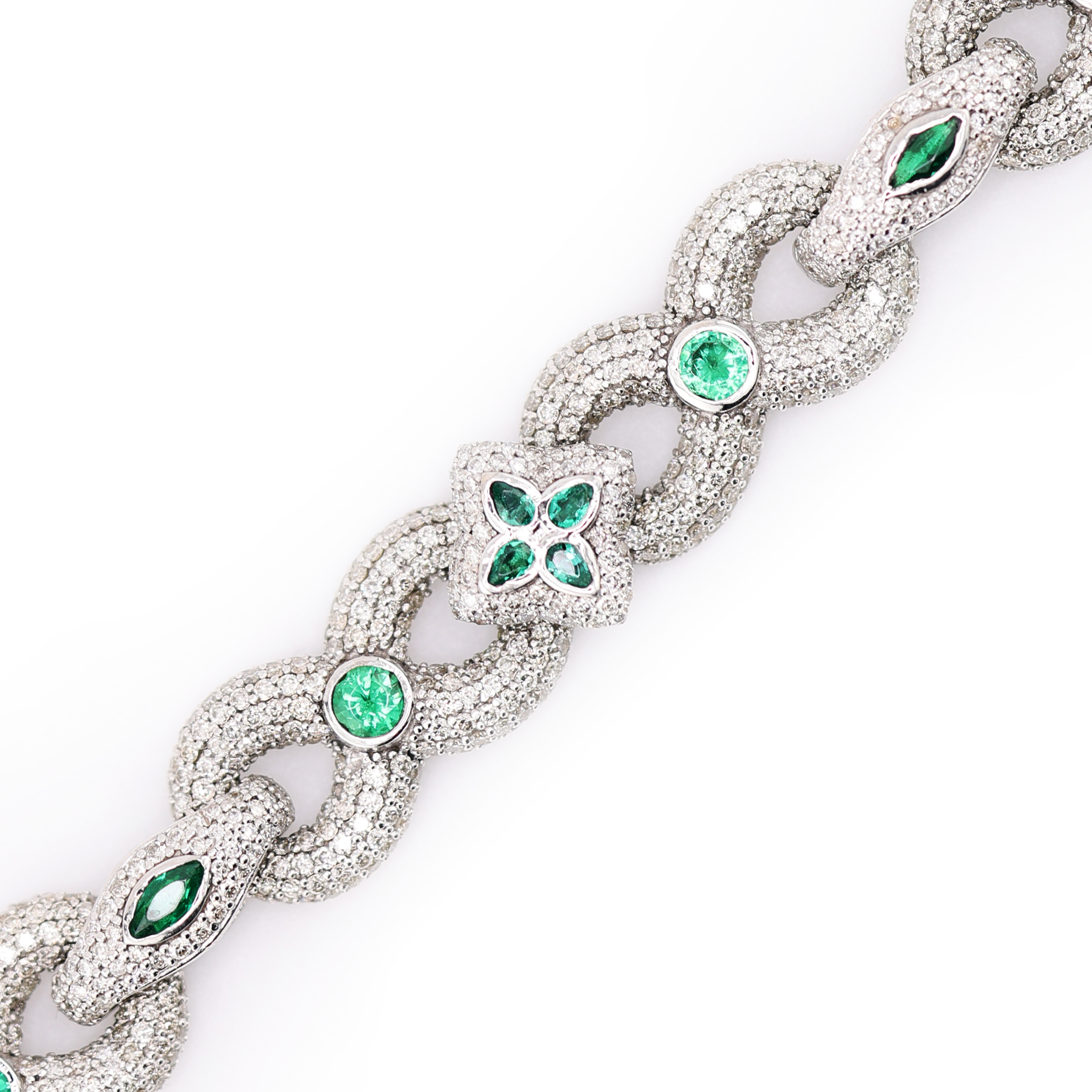 Emerald Marquise Clover & Infinity White Gold Chain Bracelet