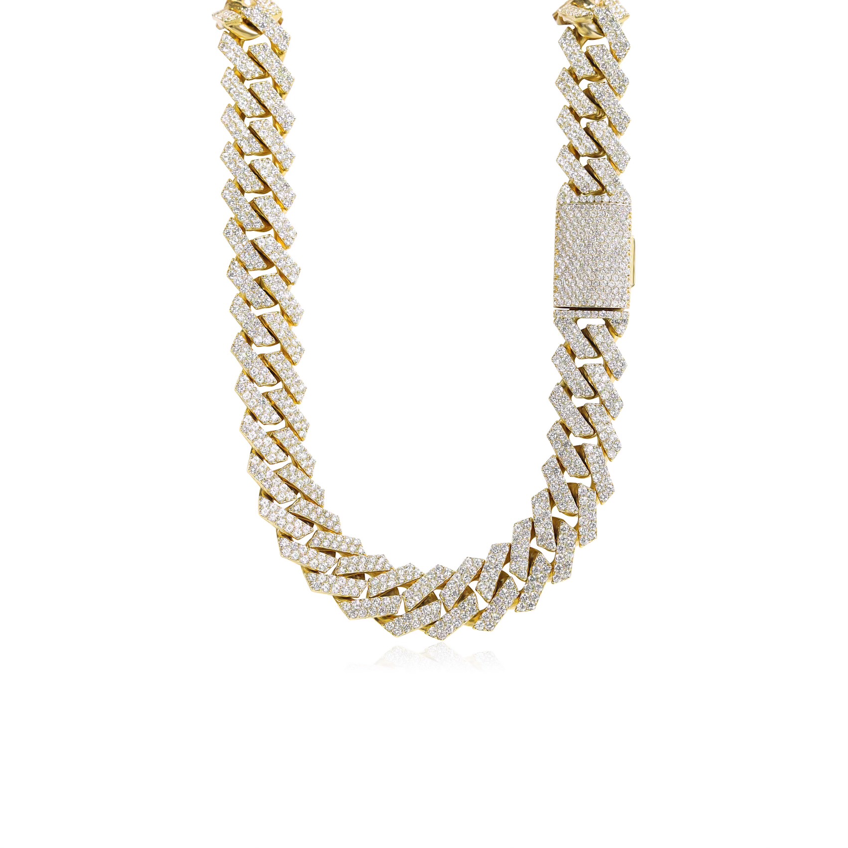 Four Prong Miami Cuban Link Chain 59.81 CT 10K Yellow Gold 18.5mm