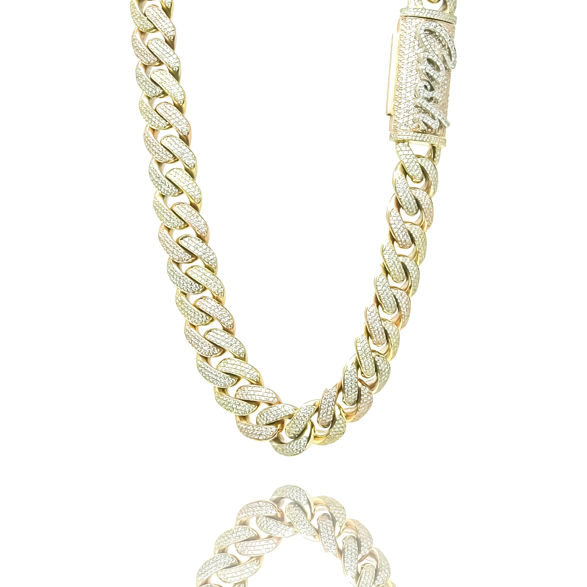 Yellow Gold Diamond Cuban Link Chain 18mm