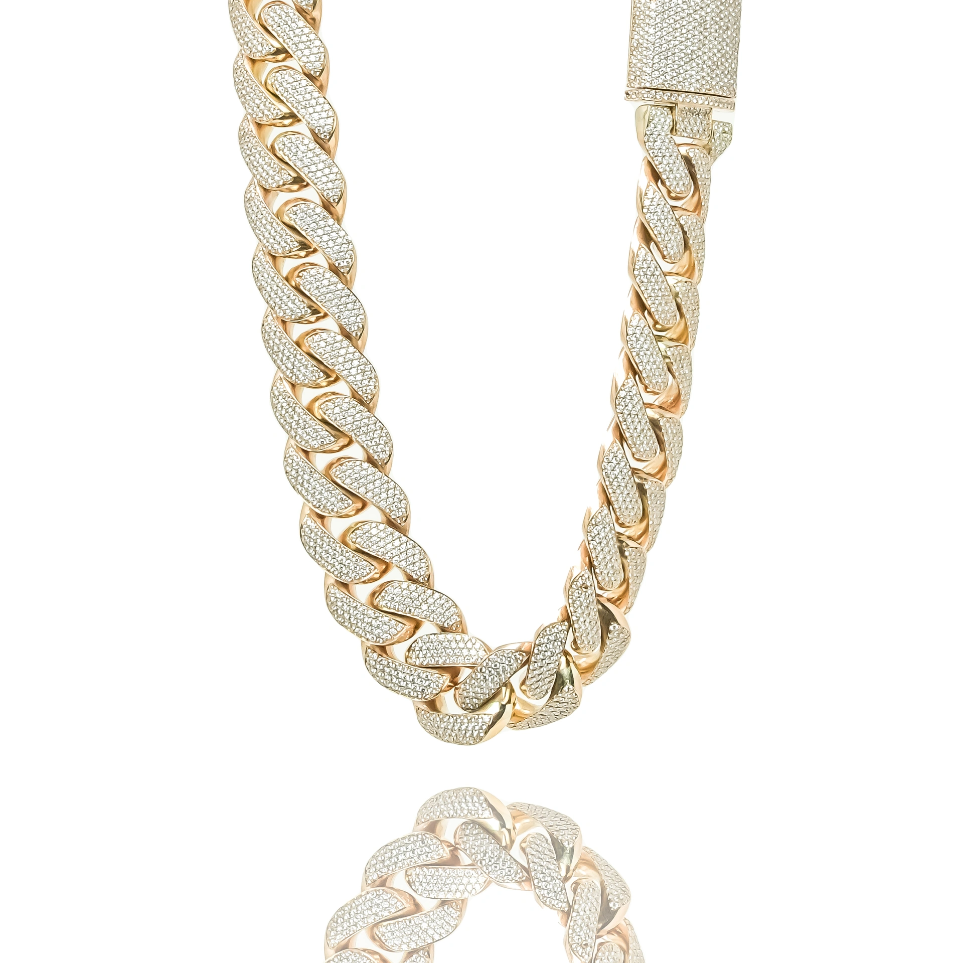 Rose Gold Diamond Cuban Link Chain 18mm