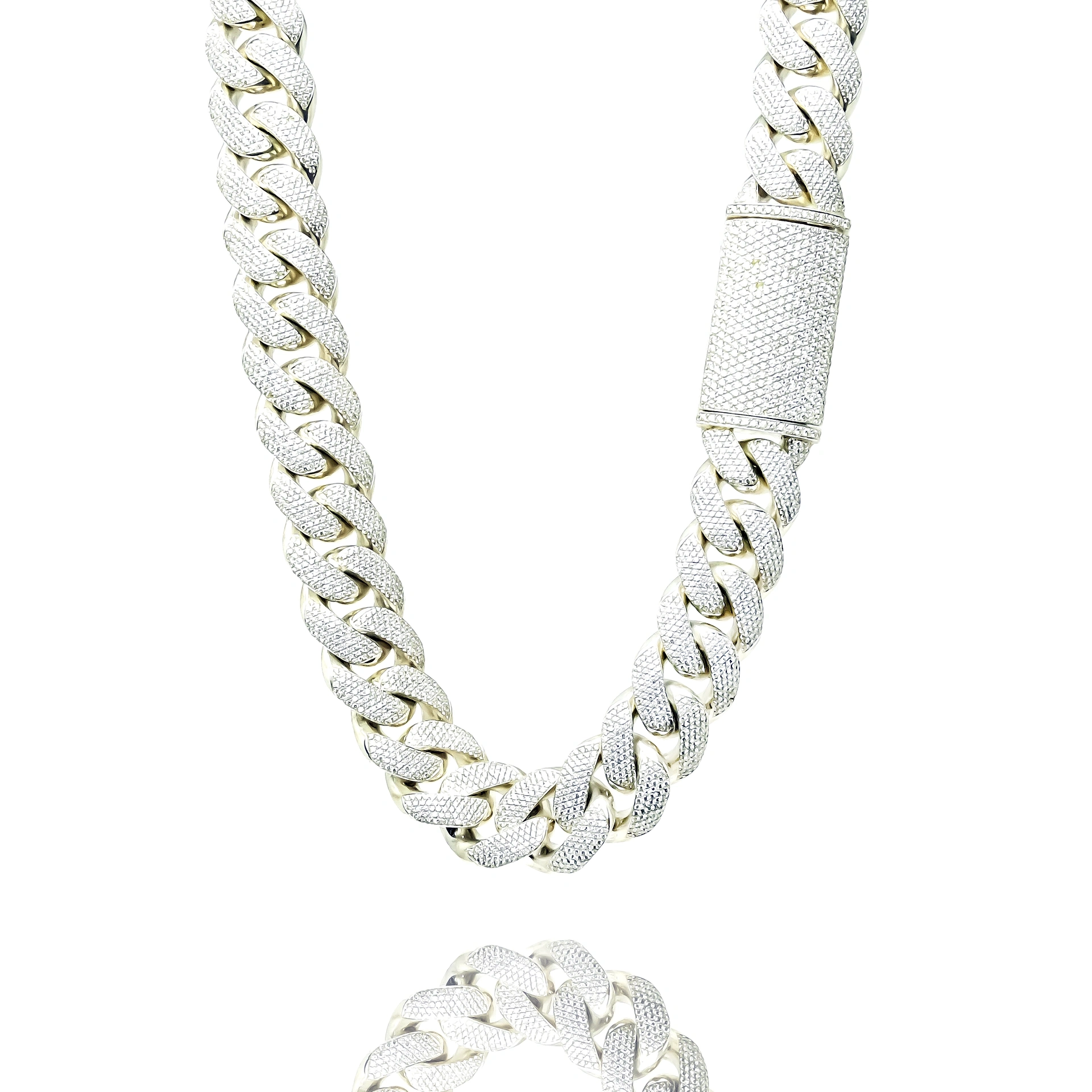 White Gold Diamond Cuban Link Chain 18mm